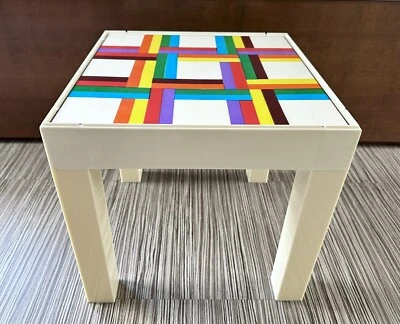 Mid Century Modern Parsons Kartell Style Square Table Optic Kaleidoscope WOWZA! - Image 1 of 4