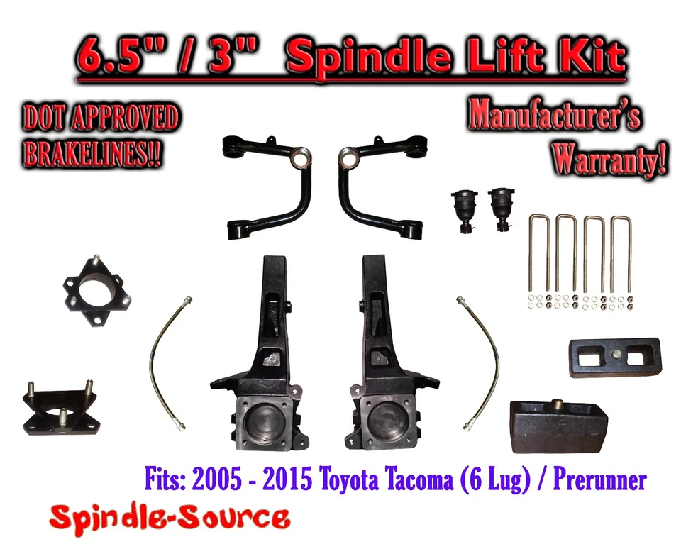Kit de elevación de husillo de 6,5"/3", brazos superiores, se adapta a Toyota Tacoma Prerunner 2005-2021 Foto 1 de 1