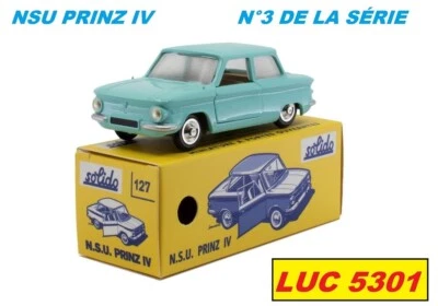NSU PRINZ IV BLEUE #127 N°3 DE LA SÉRIE LIMITÉE PAR CLUB SOLIDO  AU 1/43 - Photo 1/3