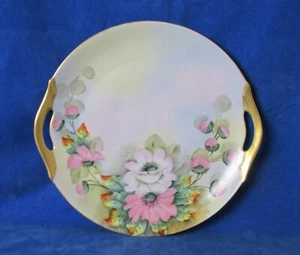 BAVARIAN HAND PAINTED CAKE PLATE WITH WOOD ROSES CIRCA: 1880 ARTIST SIGNED - Picture 1 of 6