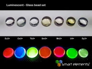 Set of highly fluorescent metal doped glass beads - 7 pcs. + free UV LED Lamp - Picture 1 of 1