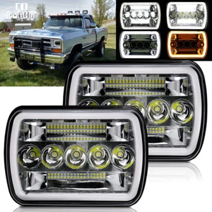 Par de faros LED halo de 5x7" 7x6" para Dodge D150 D250 D350 Ram 50 H4 - Imagen 1 de 11