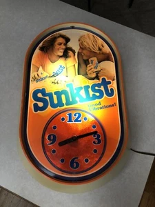Vintage 19.5" Sunkist Good Vibrations Advertising Lighted Wall Clock Working! - Picture 1 of 14