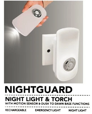 LUZ NOCTURNA RECARGABLE Y ANTORCHA con SENSOR DE MOVIMIENTO DE CARGA DE EMERGENCIA DE BASE DELGADA Foto 1 de 4