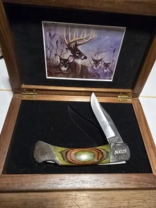 BEAR MGC USA LOCKBACK KNIFE WILDLIFE SERIES #B0025 WOOD HANDLES IN DISPLAY BOX - Picture 1 of 9