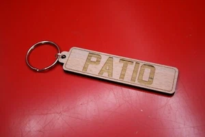 Laser Engraved Plywood Keyring UK REG License Plate PATIO Design - Picture 1 of 3
