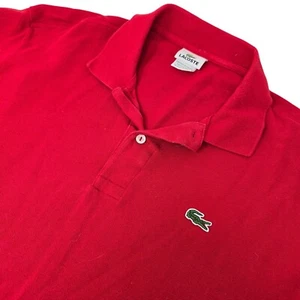 Camisa Polo Lacoste Vintage Talla 7 Para Hombre (M) Camisa Roja Manga Logo - Imagen 1 de 5
