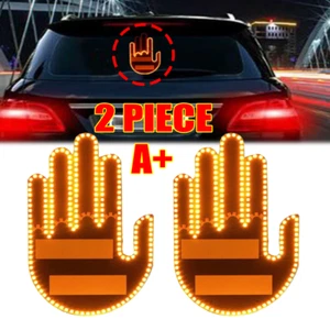 2PCS LED Middle Finger Light Hand Finger Gesture Light w/Remote Car Signs-Light - Bild 1 von 10