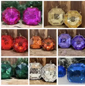 Set of 2, Jewel Ornaments, 4 Inch, Gem Ornaments, Wreath Attachment, Centerpiece - Picture 1 of 10