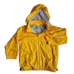 Gymboree Hooded Yellow Rain Jacket w Pockets sz 4 Hood zips into Collar - Picture 1 of 7