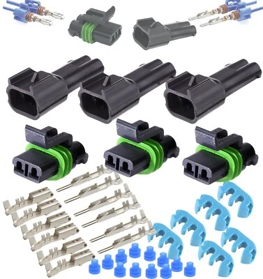 Delphi Metri-Pack 280 Series 2-Way Connector w/10-12 AWG Sealed Waterproof 3 Set - Image 1 of 4