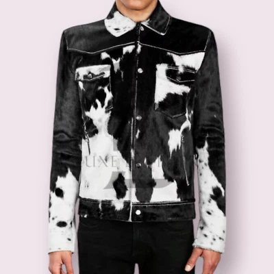 Chaqueta de cuero vintage de cuero de vaca genuino de circolor envejecido ajustado para hombre Foto 1 de 2