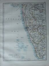 1899 Viktorianisch Landkarte ~ Indien South West Bombay Nizams Goa Mysore Madras