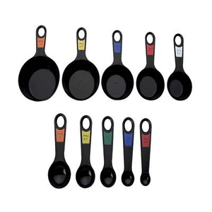 Black 10-Piece Measuring Cups and Spoons Set, Professional Grade - Picture 1 of 11
