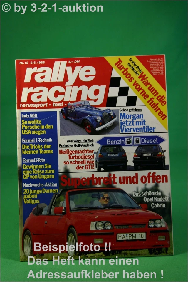 Rallye Racing 12/88 Opel Kadett Morgan Plus 4 Corsa GSI - Immagine 1 di 1