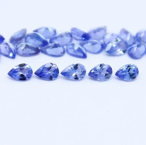 Natural Blue Tanzanite Lot 3x2 MM Pear Shape Faceted Gemstone Lot - Picture 1 of 20