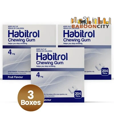 Goma de Nicotina Habitrol 4mg Sabor Fruta (612 piezas en total = 3 cajas) NUEVA 07/2027 Foto 1 de 2