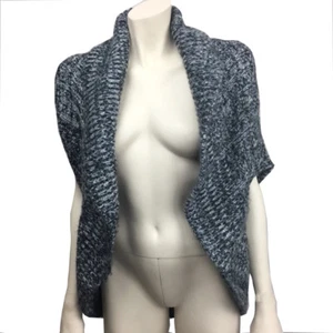 Cardigan donna Kersh piccolo grigio nero maglia erica bozzolo aperto misto lana S - Foto 1 di 4