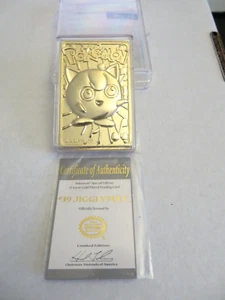 1999 NINTENDO Burger King Pokemon 23K Gold Plated JIGGLY PUFF W/COA - Picture 1 of 1