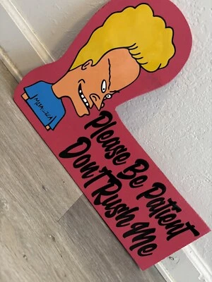 Letrero de punta Beavis Please Be Patient tatuaje peluquería Foto 1 de 4