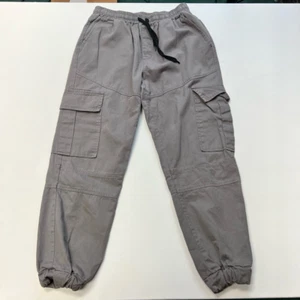 Shein Boys Jogger Pants Gray Solid Elastic Waist Drawstring Pockets Cargo M - Picture 1 of 10