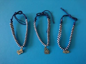 3 LOS ANGELES DODGERS MLB ROPE BRACELETS WITH CHARM "BRAND NEW & FACTORY SEALED" - Picture 1 of 10