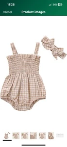 Newborn Baby Girl Bodysuit Sleeveless Halter Frill Romper One-piece Jumpsuit 3-6 - Picture 1 of 2