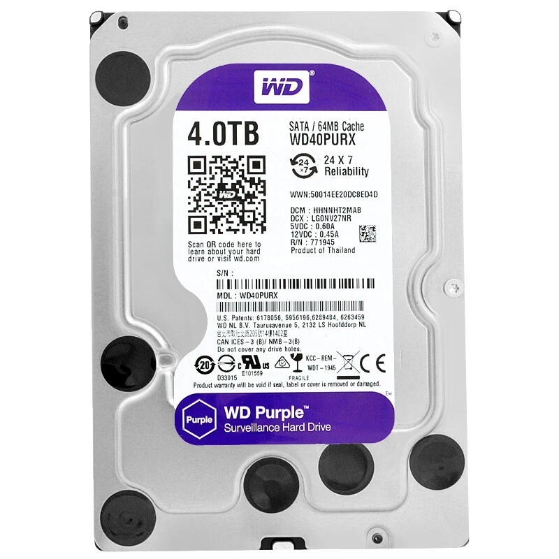 WD Purple Surveillance 3.5 Zoll 4 TB SATA 6Gb/s 5400 U/min - WD40PURZ - Festplatte