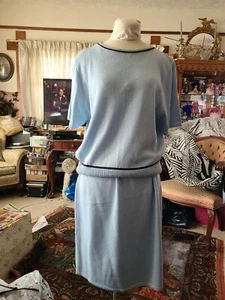 San Remo Knit 3 Piece Jacket Set Cardigan  skirt suit  BlueSz large  - Picture 1 of 6