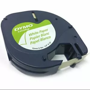 Compatible with DYMO LetraTag Paper Label Tape 12mm Black on White - 2 Pack - Picture 1 of 1