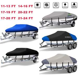 Waterproof Boat Cover Fit for Pontoon V-Hull Tri-Hull Fishing Runabout Bass Boat - Picture 1 of 53