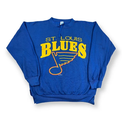 Vtg 90s St Louis Blues Hockey Crew Neck Sweatshirt Clown USA Sz Large Arc Logo Cover