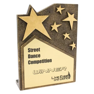 STAR CROSS PLAQUE GOLD ACHIEVEMENT AWARD ENGRAVING - Picture 1 of 2