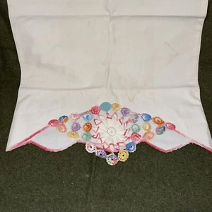 30 X 18” Vintage Pillow Case With Crochet Trim - Picture 1 of 4