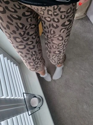 Acogedoras leggings 3/4 con estampado de leopardo para mujer talla Uk 10-12 M Foto 1 de 4