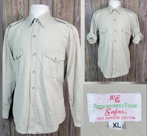 Vtg 60's Abercrombie & Fitch Safari Shirt Khaki Hunting Mens XL Made In USA - Picture 1 of 14