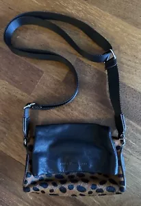 Aimee Kestenberg CrossBody Waist Purse Leopard Spot Calf Hair Leather 6.5" EUC - Picture 1 of 13