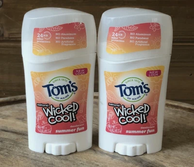 2x Tom's of Maine Wicked Cool! Desodorante natural para niños, diversión de verano, 1,6 oz. Foto 1 de 4