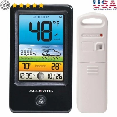Wireless Temperature Humidity Weather Forecaster W/ Outdoor Sensor LCD Display - Image 1 of 4