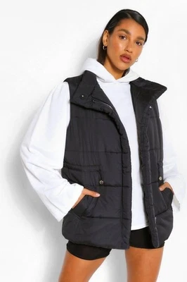 Chaleco acolchado cuello embudo calentador corporal chaqueta mujer 6 negro gótico occidental de colección ASOS Foto 1 de 4