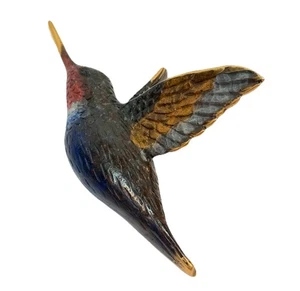 "Estatuilla de colibrí de latón decoración de pared decoración de pájaros vintage 4,25"" T colgante" - Imagen 1 de 8