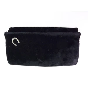 Vintage Black Velour Lucky Horseshoe Clutch Evening Pag Purse - Picture 1 of 9