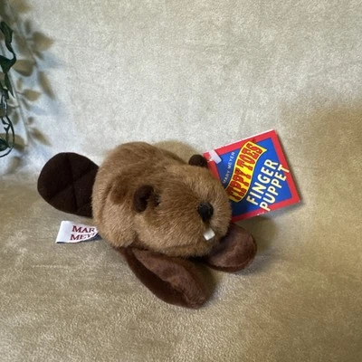 Mary Meyer 1994 Beaver Finger Puppet 7" Plush Stuffed Toy Toothpick NEW - Image 1 of 4