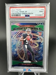 Prizm Fireworks Michael Penix Jr. #16 Green Prizm Falcons RC PSA 9 2024 - Imagen 1 de 2