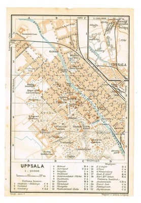 Uppsala 1912   Original  MAP SWEDEN   city plan - Image 1 of 4