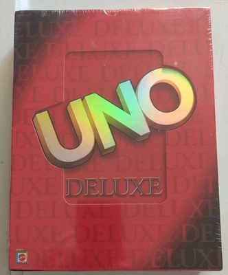 UNO Deluxe Edition Card Game, 2001,  Mattel, Fast  + Fun, Age 7+, Sealed BOX - Image 1 of 2