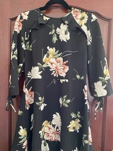 Ladies Topshop Floral Summer Party Mini Black Dress Size Size 10 VGC! Vintage - Picture 1 of 15