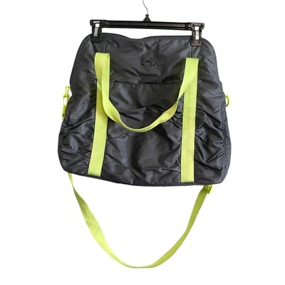 Bolsa tote Under Armour cinza e verde limão zíper médio academia escritório - Imagem 1 de 4
