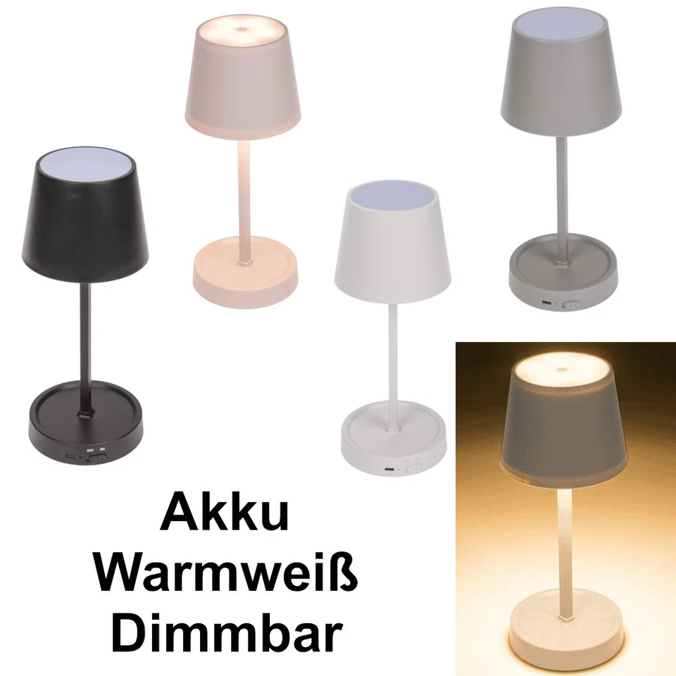 Dimmbare Touch Tischlampe Akku warmweiß 6-18 Std Tischleuchte LED Kabellos Lampe - Bild 1 von 1