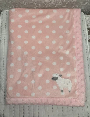 Cobertor Carters Child of Mine rosa cordeiro ovelha coração bebê Sherpa Minky Dot Edge - Imagem 1 de 4